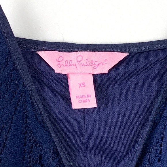 Lilly Pulitzer Dellaria paisley drop knit lace stretch dress in True Navy, xs - Picture 5 of 12